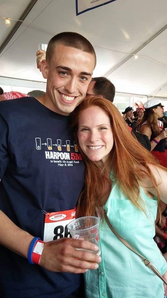 Our first photo together! May 2014 at the Harpoon 5 Miler in the seaport