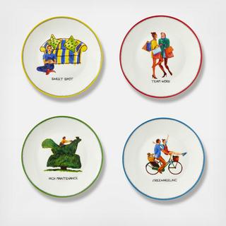 Kit Kemp Doodles Assorted Tidbit Plate, Set of 4