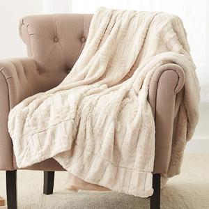 Pinzon Faux Fur Throw Blanket 63" x 87", Ivory