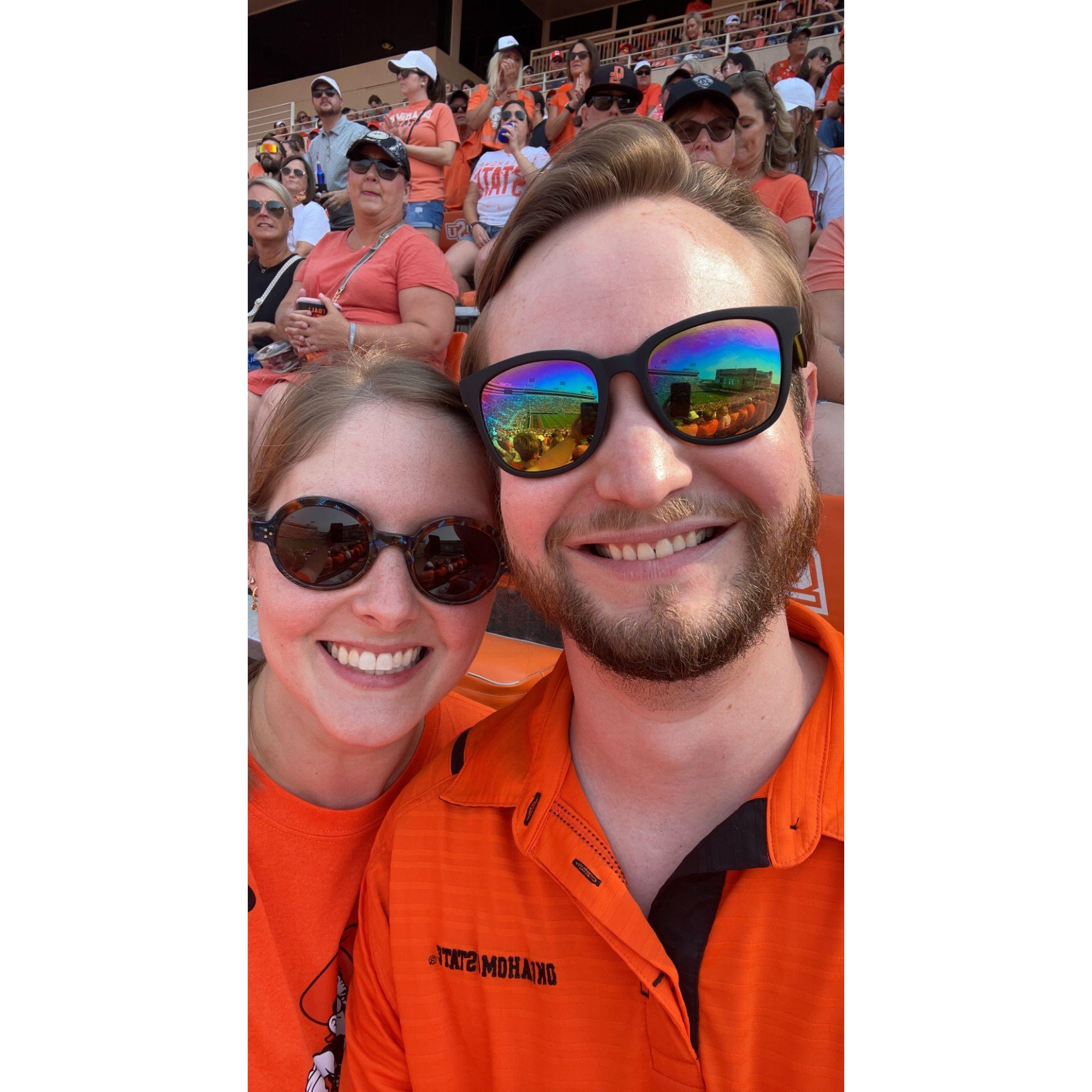 Our First Football Game.  GO POKES!