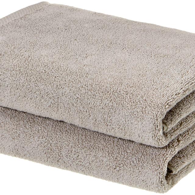 AmazonBasics Quick-Dry, Luxurious, Soft, 100% Cotton Bath Towels, Platinum - Set of 2
