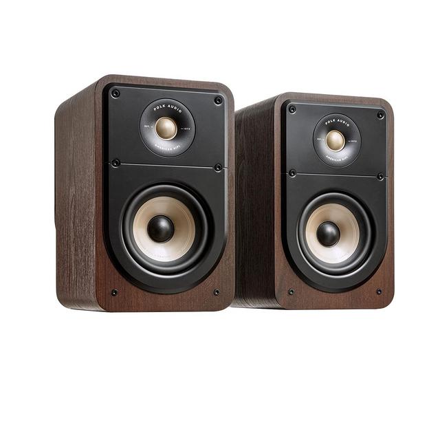 Polk Signature Elite ES15 Bookshelf Speaker - Hi-Res Audio Certified, Dolby Atmos DTS:X Compatible, 1" Tweeter 5.25" Woofer, Power Port Technology for Effortless Bass (Pair, Contemporary Walnut)