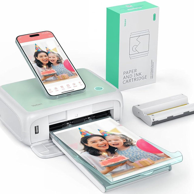 YOTON Photo Printer, Picture Printer with 54 Sheets (4"x6") & 1 Ink Ribbon, Support AR Video Printing, Wi-Fi Connection, Portable Photo Printer for iPhone/Android/Laptop