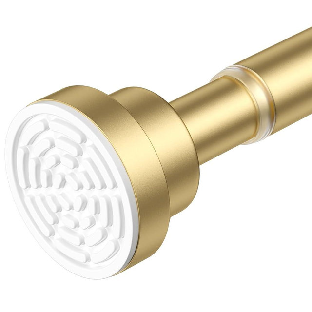 AIZESI Gold Tension Curtain Rod 30-63Inch 1PCS,Spring Tension Rod No Drilling Non-Slip Adjustable Tension Curtain Rod,Spring Loaded Rod Extendable Tension Rod For Windows Doorway Bedroom