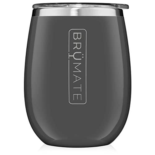 BrüMate Uncork'd XL 14oz Wine Glass Tumbler With Splash-proof Lid - Made With Vacuum Insulated Stainless Steel (Charcoal)