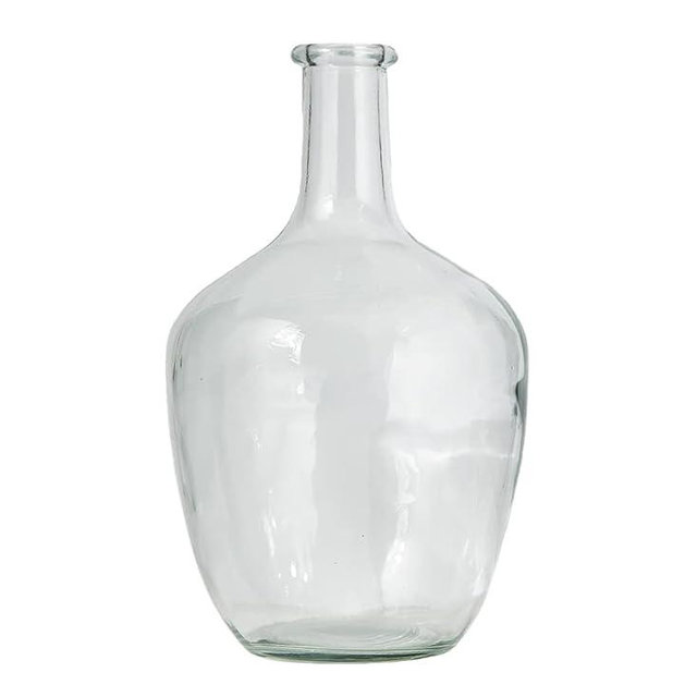 Serene Spaces Living Clear/Brown Tall Vase, Bottle Glass Vase, Elegant Home Decor for Fresh or Dried Flowers, Perfect for Living Rooms, Dining Areas, and Centerpieces (Small - Pack of 1)