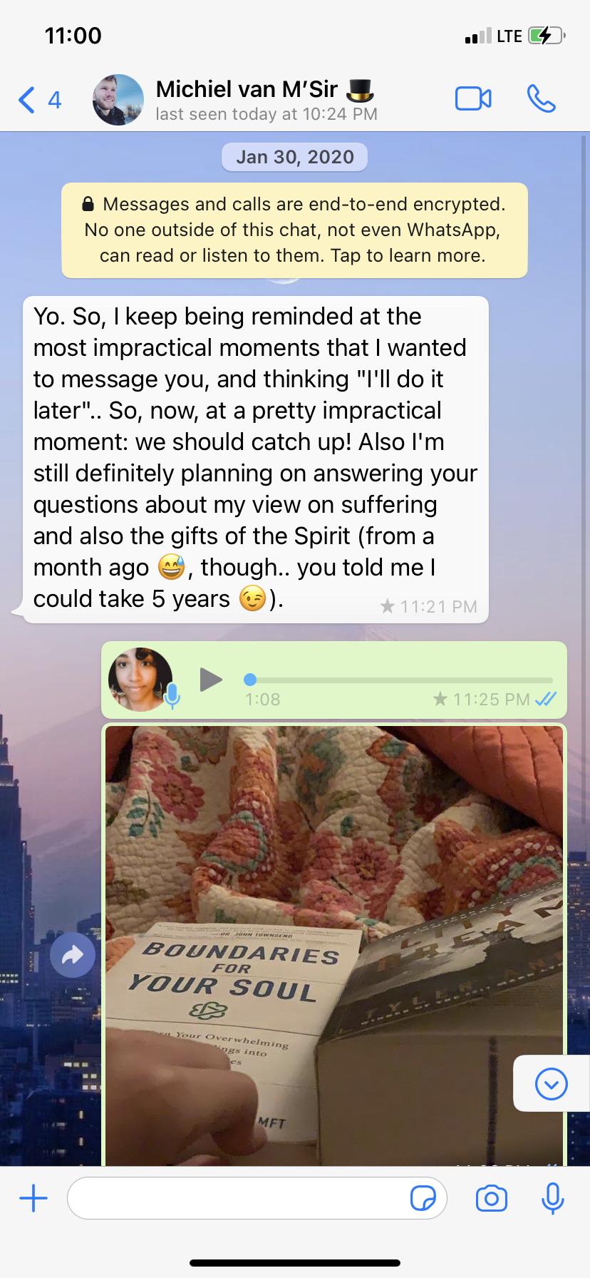 Where it all started. We stayed friends for over 5 years but that day, Michiel and I decided to catch up and video chat. We continued to talk and talk and talk and talk….every day!