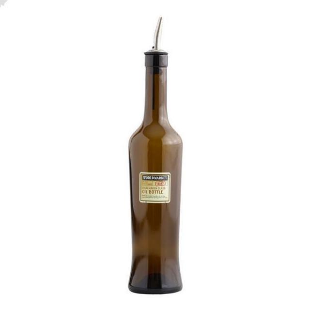 Dark Glass Oil Bottle with Pour Spout
