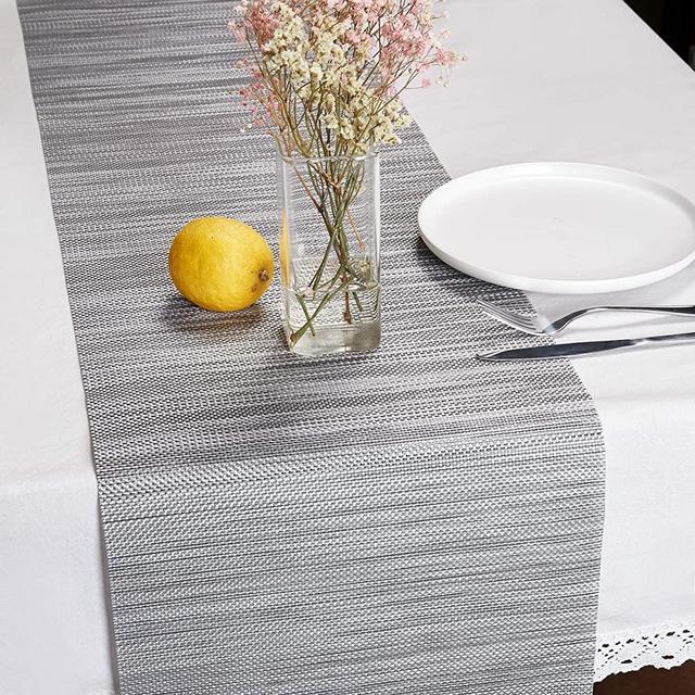 DOLOPL Table Runner Grey Table Runners Outdoor Table Runner 12"×72" Non-Slip Heat Resistant Easy to Clean Modern Farmhouse Kitchen Table Runner for Patios Family Dinner Office Kitchen Table