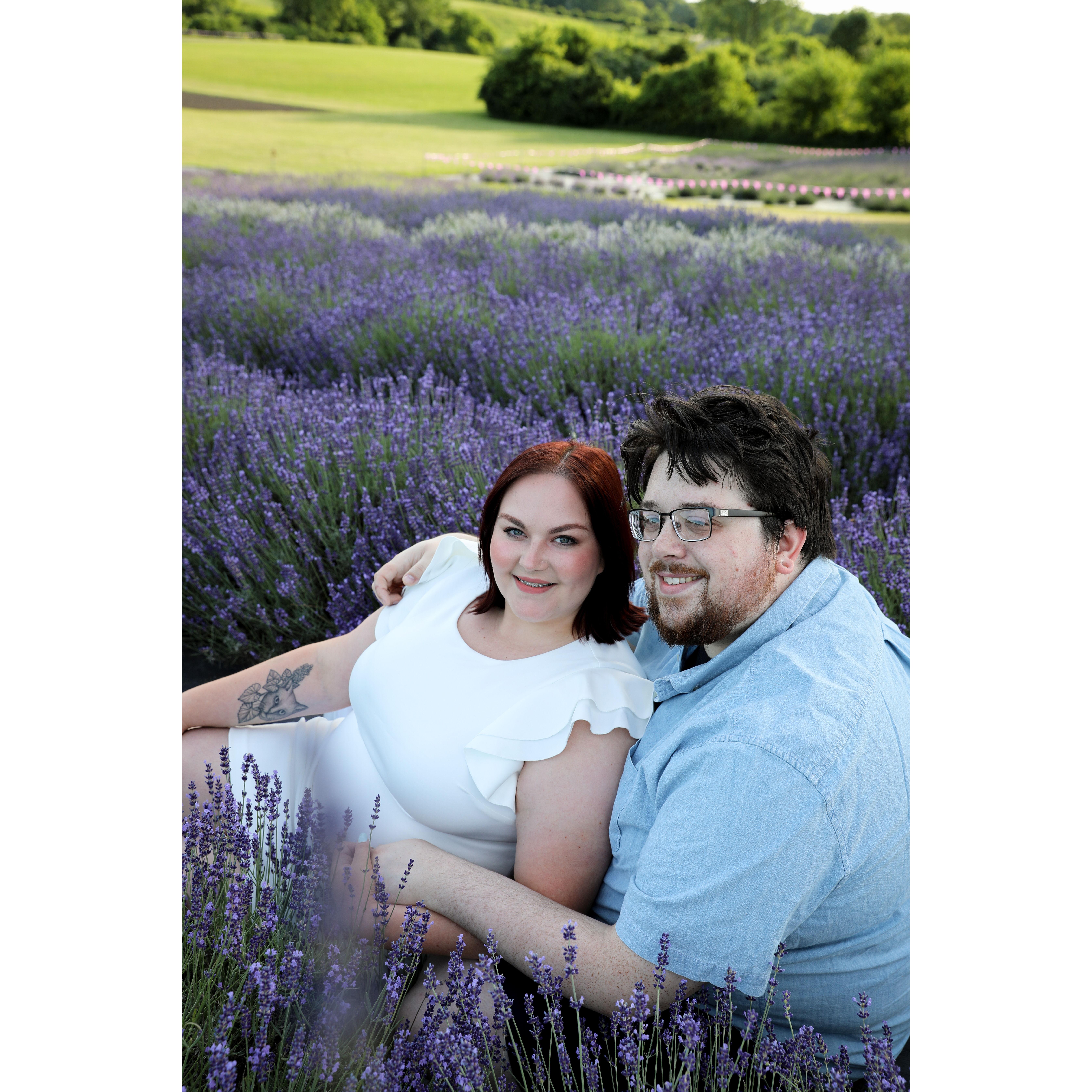 Engagement photoshoot at Sunset Ridge Lavender Farms. Photographer was Bloom Photography, LLC