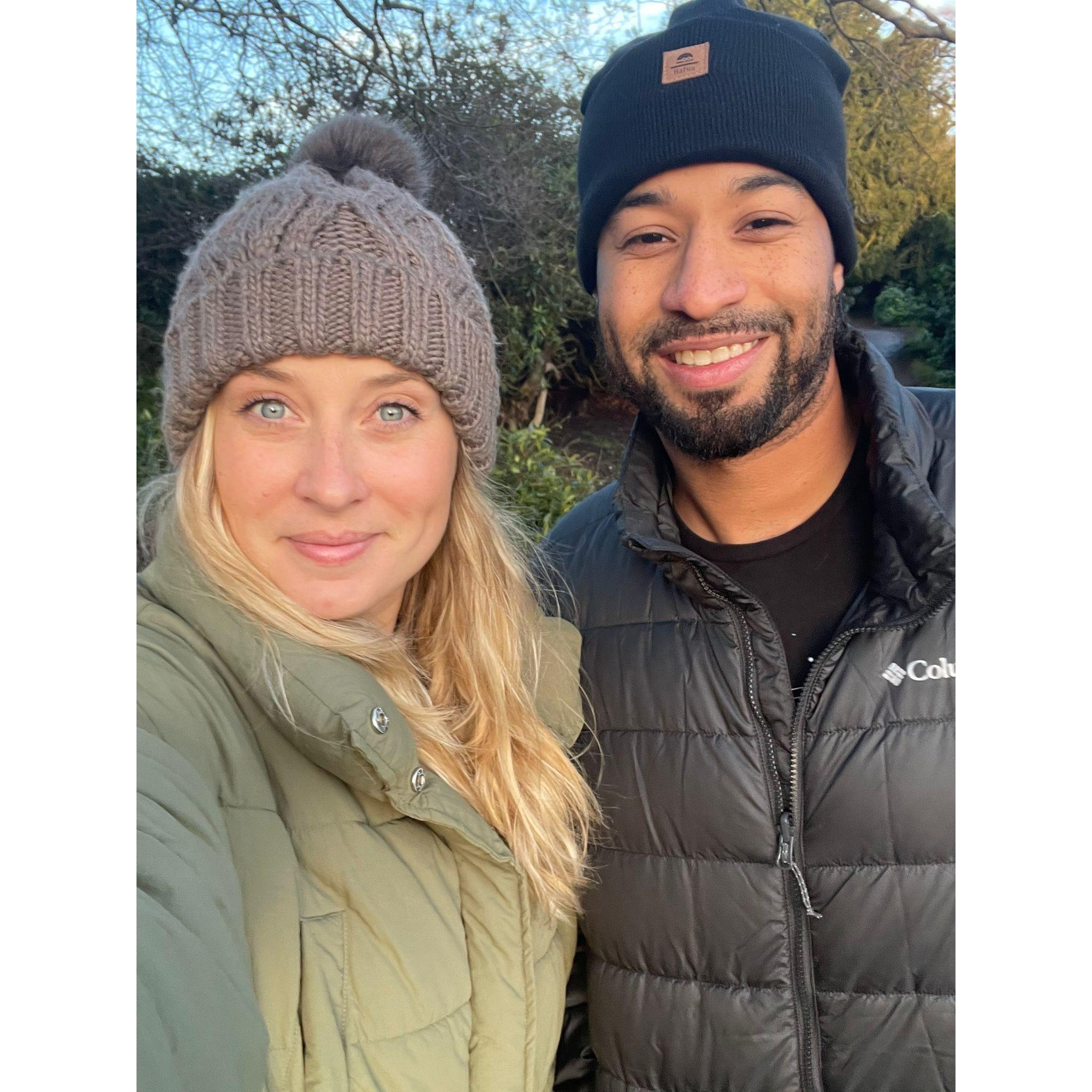 Taking a stroll through the fields by our future wedding venue