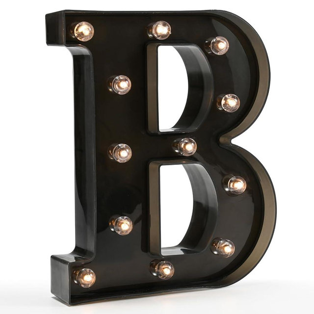 Light Up Black Alphabet Marquee Letters Sign LED Marquee Number Lights Sign for Night Light Home Bar Christmas Lamp Birthday Party Wedding Decorations B