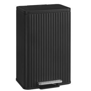 SONGMICS Trash Can, 13 Gallon (50 L) Garbage Can for Kitchen, with Lid, Pedal, and Removable Inner Bucket, Soft Close, Stainless Steel, 15 Trash Bags (Code K) Included, Ink Black ULTB586BZ01