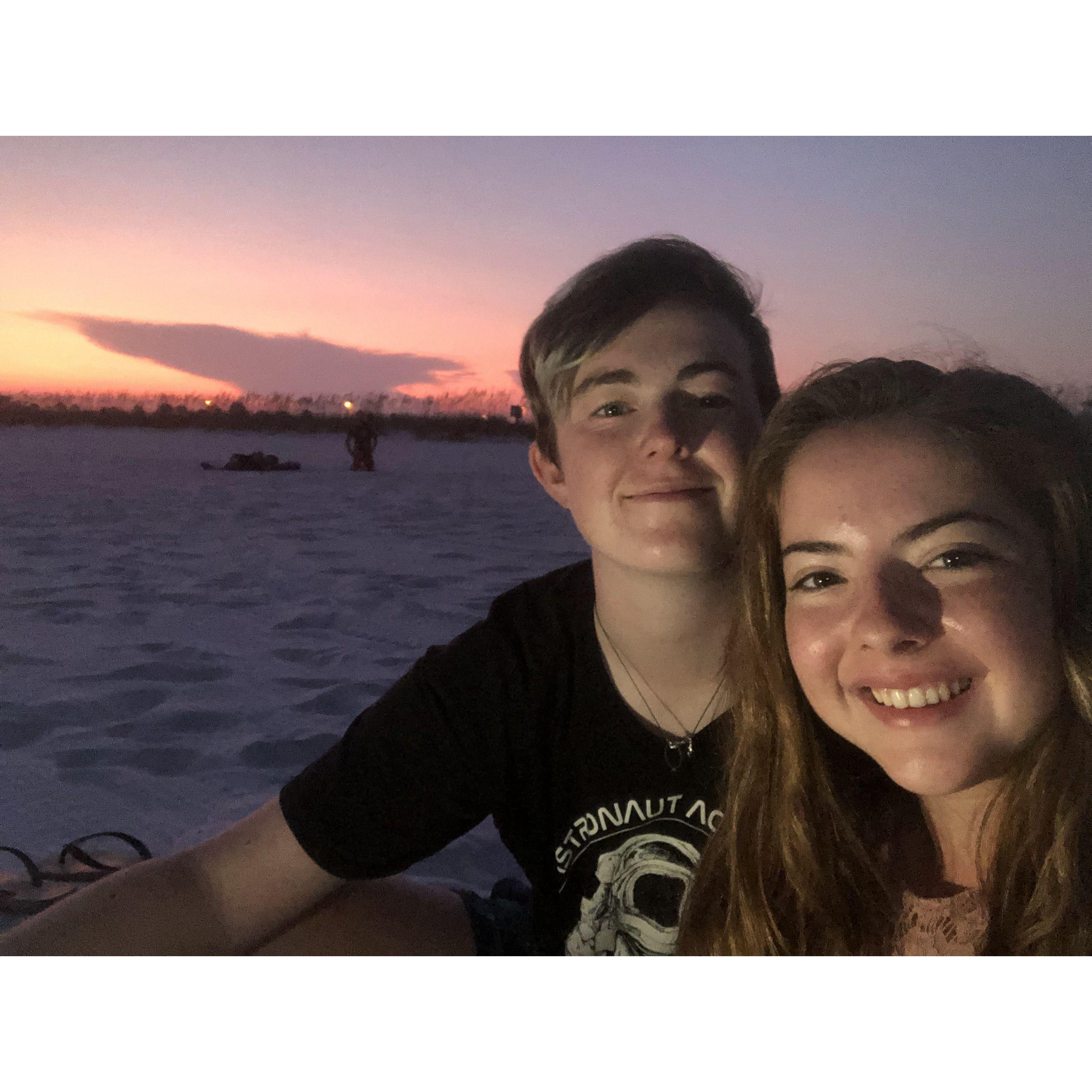 This is the day before Caito went back to New Zealand. We finally said the L word on the beach with the most beautiful sunset. 🥰