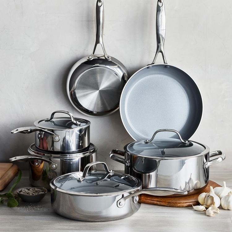 GreenPan, Valencia Pro Stainless Steel 10-Piece Cookware Set | Zola