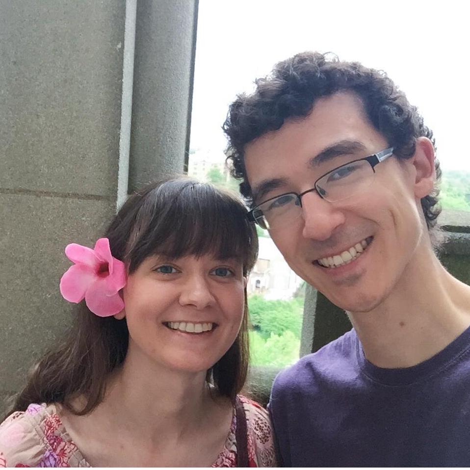 Moments after the proposal at the top of the National Cathedral in DC!