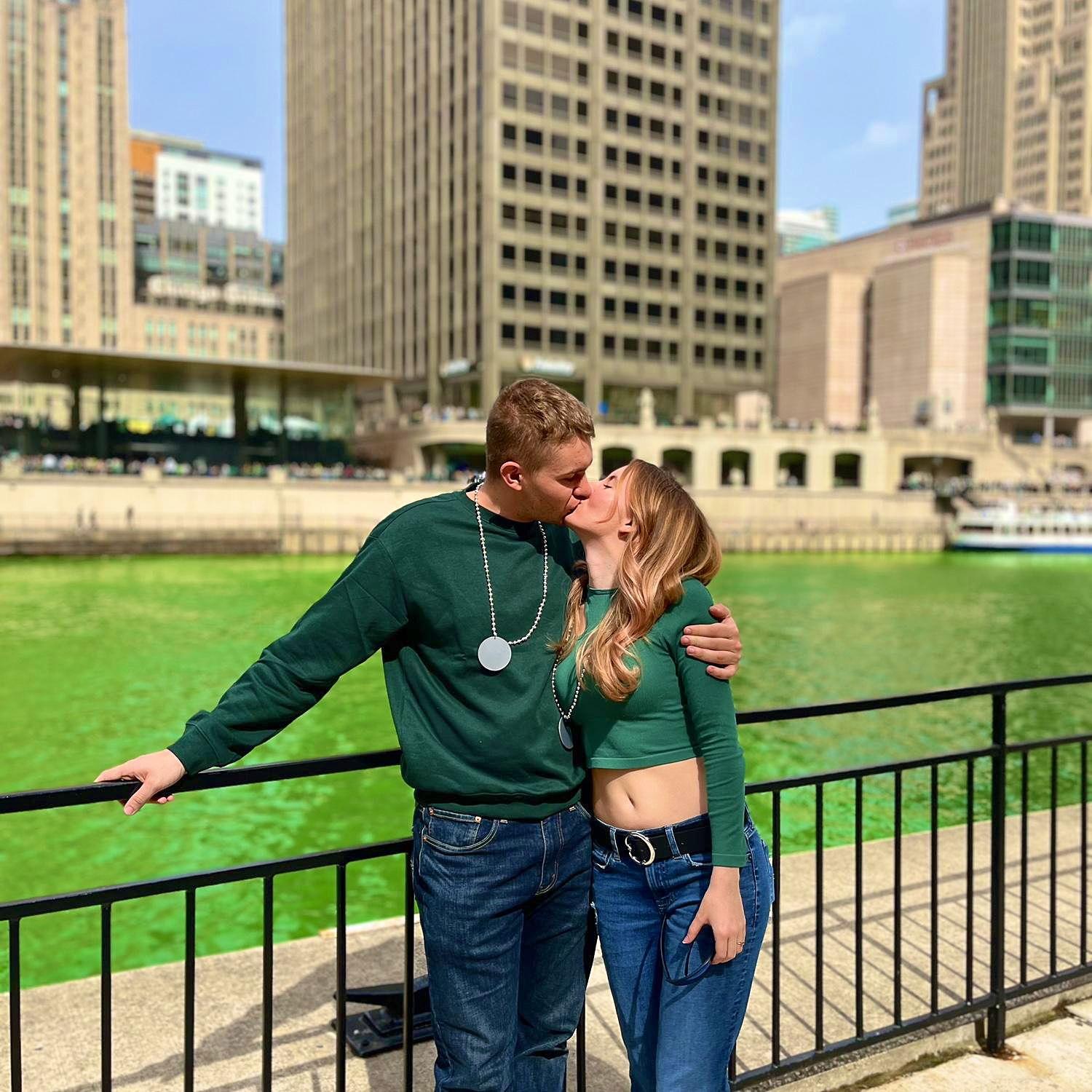 St. Patrick’s day in Chicago, we stayed in the cheapest air BnB in China town. They dyed the river green!