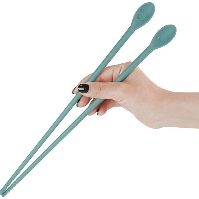 Carrotez Silicone Cooking Chopsticks, Long (12 inch) Reusable Chopsticks for Cooking, Heat Resistant, Non-Scratch, Gentle on Cookware, 1 pair - Aquamarine