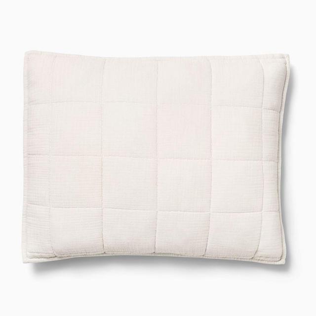 Dreamy Cotton Gauze Cloud Quilt, King Sham, Sand Melange