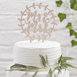 Beautiful Botanics Wooden Mr. & Mrs. Script Cake Topper