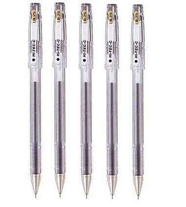 Pilot Hi-Tec-C 025 Gel Ink Pen, Hyper Fine Point 0.25mm, Black Ink, LH-20C25, Value Set of 5