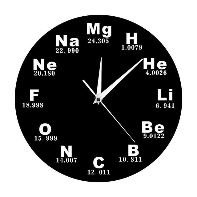 The Geeky Days 12 Inch Chemistry Clock Battery Operated, Silent Non Ticking Chemical Elements Clock Periodic Table Clock Watch Chemistry Decor for Chemical Engineer Science Teachers Gift