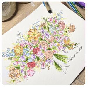 Emily Westbrook Design | Watercolor Bouquet Portrait