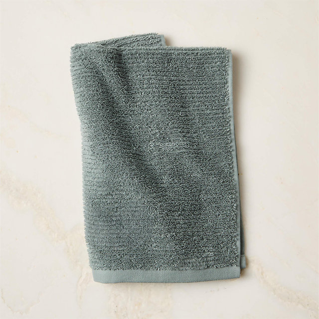 Personalized Brooks Ribbed Organic Cotton Faded Teal Hand Towel