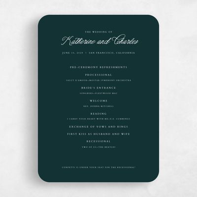 Green Rounded Wedding Program - Devan