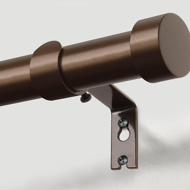 KAMANINA Bronze Curtain Rods for Windows 48 to 84 Inch (4-7 Feet), 1 Inch Heavy Duty Curtain Rod, Modern Adjustable Drapery Rods with End Cap (32"-86")