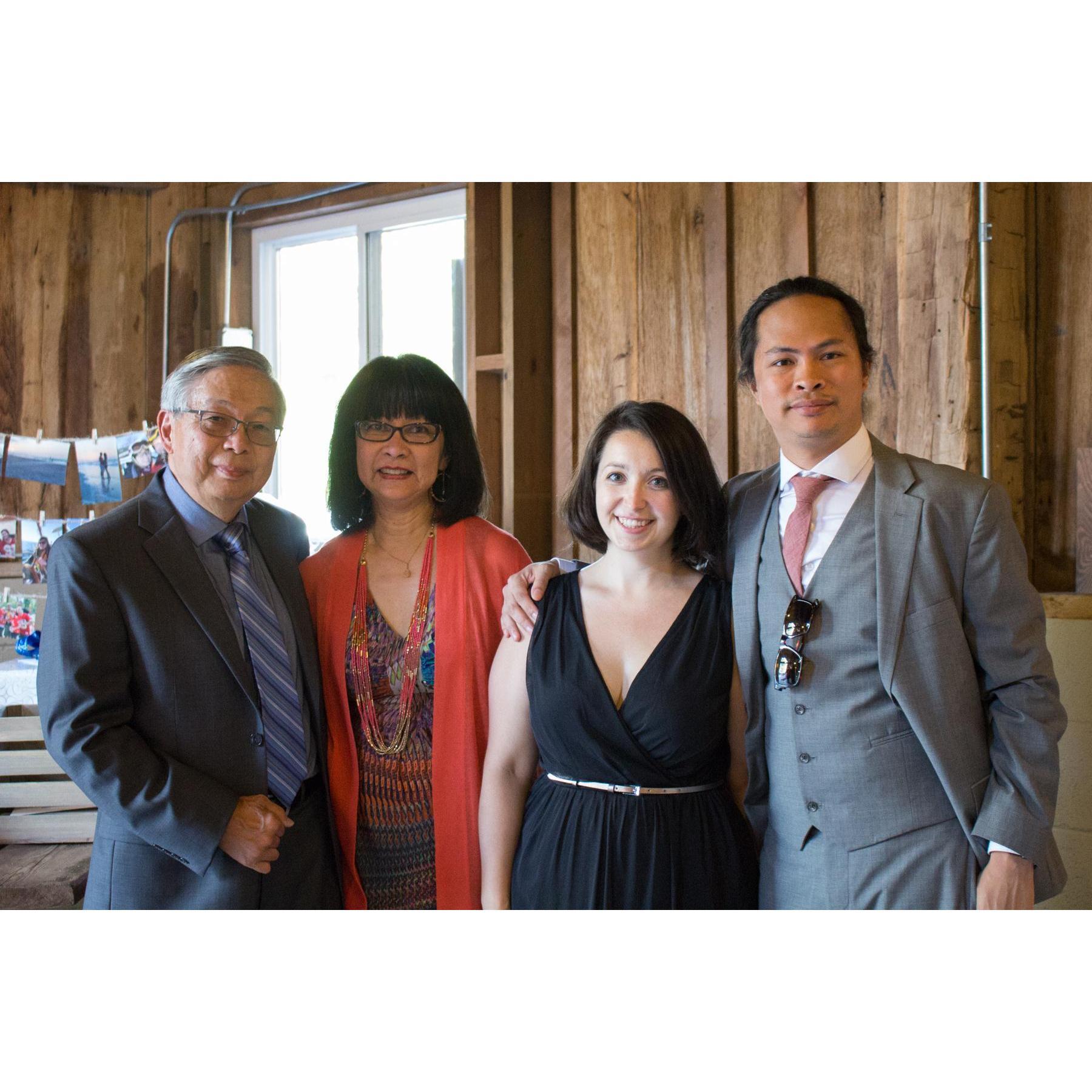 The happy couple with the groom's parents, Mr. & Mrs. Sze.