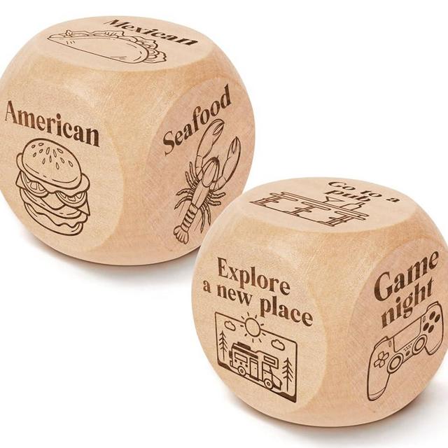 JCHCAMRY 2 Pcs Anniversary Wooden Food and Activity Date Night Decision Dice Decider Valentines Day Gifts for Him Her Christmas Birthday Gifts for Husband Wife Boyfriend Girlfriend Men Women Gifts