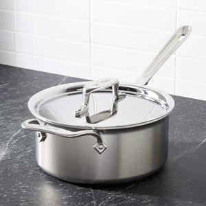 All-Clad D5 3-Qt. Brushed Stainless Steel Saucepan with Lid + Reviews | Crate & Barrel