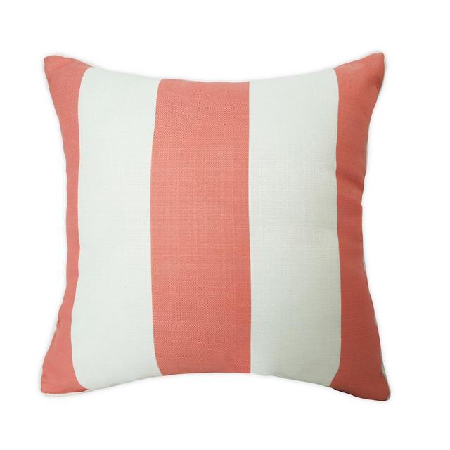 One Kings Lane Open House™ Cabana Stripe Indoor/Outdoor Square Throw Pillow in Coral
