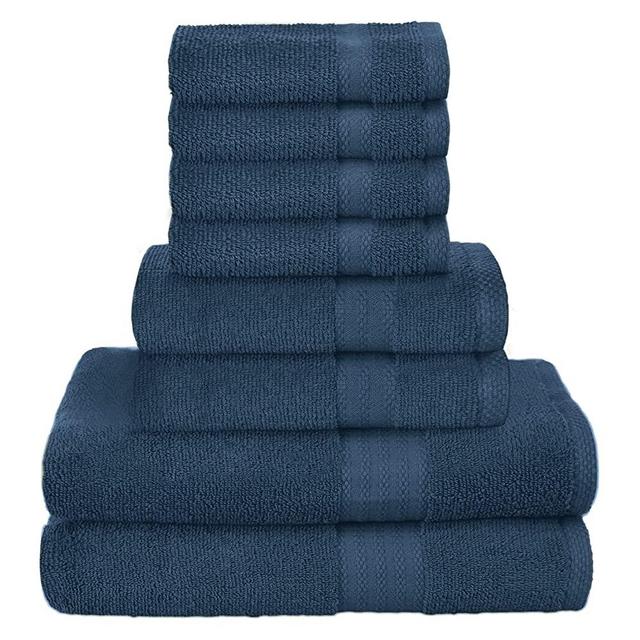 GLAMBURG Ultra Soft 8-Piece Towel Set - 100% Pure Ring Spun Cotton, Contains 2 Oversized Bath Towel 27x54, 2 Hand Towel 16x28, 4 Wash Cloths 13x13- Ideal for Everyday use, Hotel & Spa - Mineral Blue