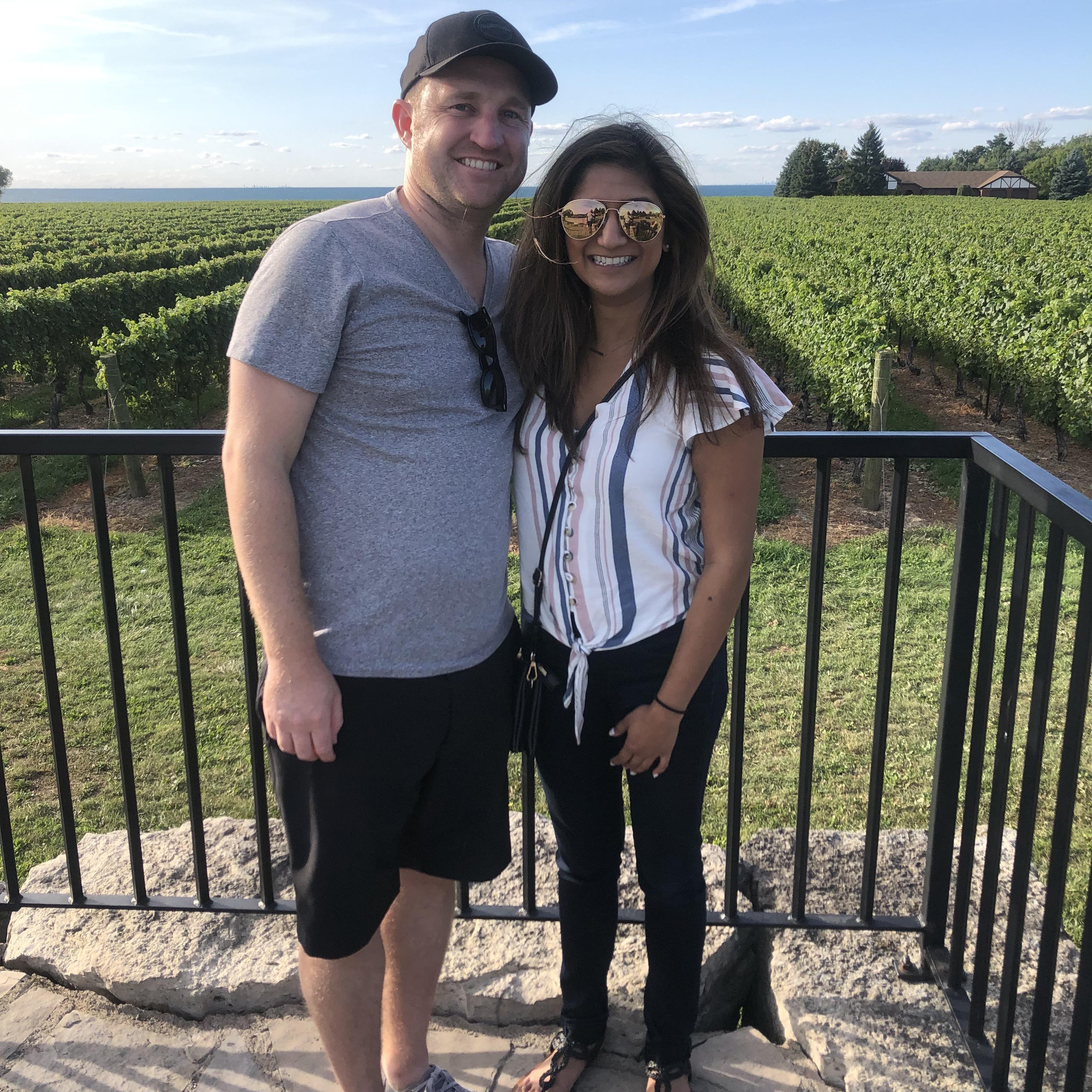 At a beautiful vineyard in Canada (Aneri's two favorite things in one pic)
