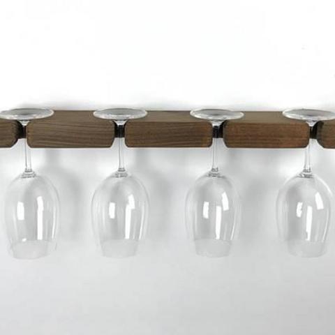Wine Glass Storage - Wall Mounted, Modern and Minimal Wood Design