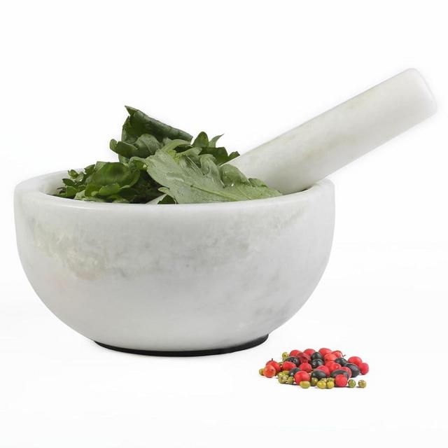 Koville African Natural Marble Mortar and Pestle Set, Stone Grinder Bowl for Guacamole, Salsa, Pill Crusher, Spice, Herb, Garlic, Nut, Heavy Duty Grinder for Kitchen(Namib Fantasy)