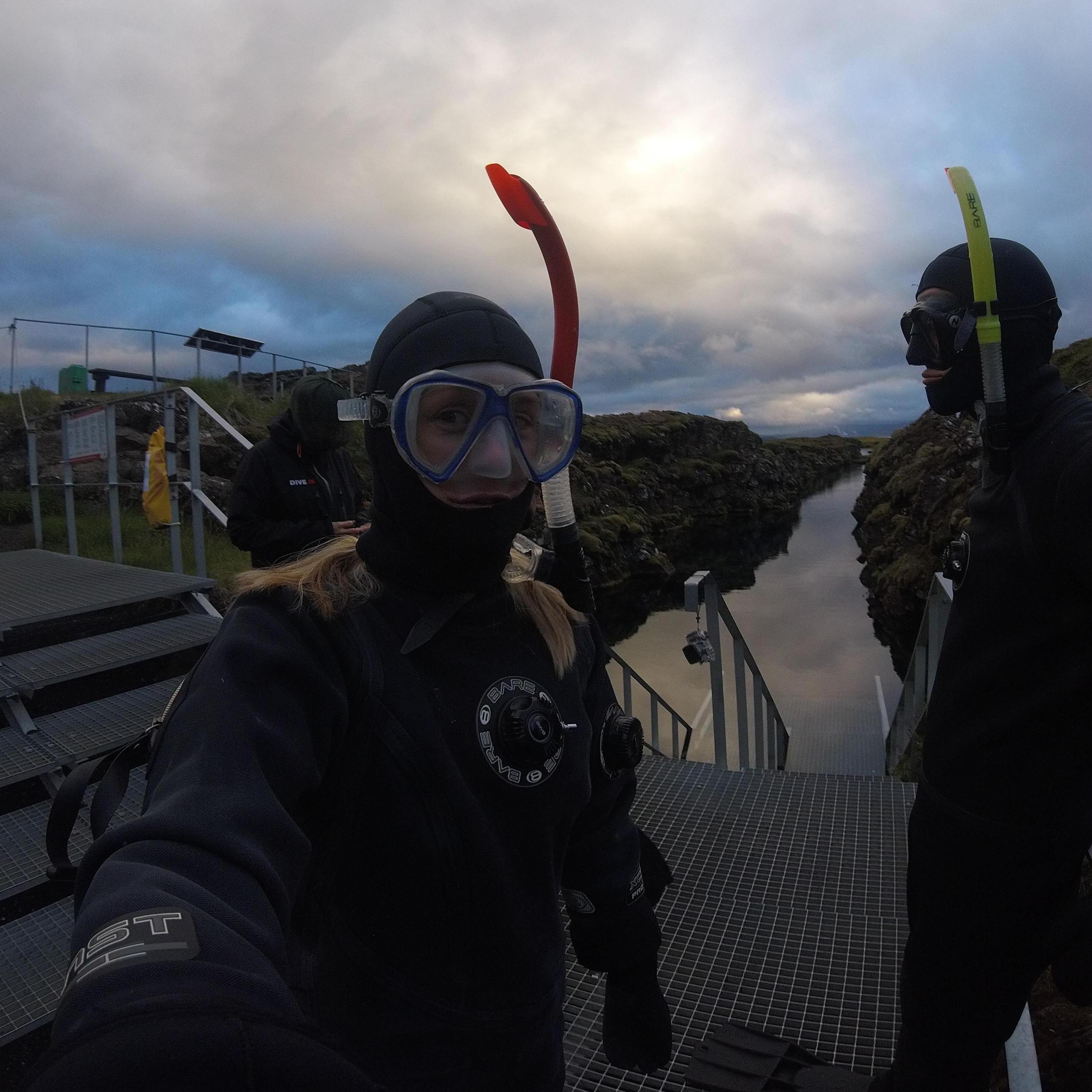 Just before getting into the 35 degree water in the Silfra Fissure. This picture was taken around 10pm.
