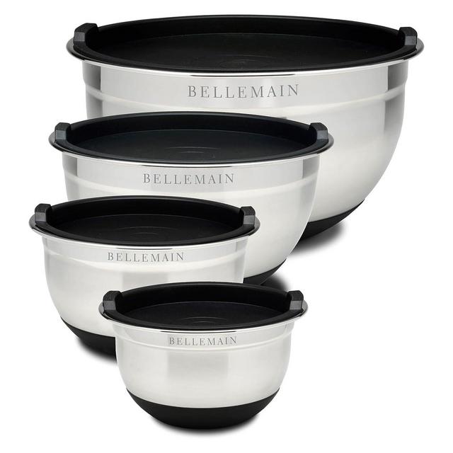 Bellemain Stainless Steel Mixing Bowls with Non-Slip Base & Lids Set of Durable Kitchen Bowls
