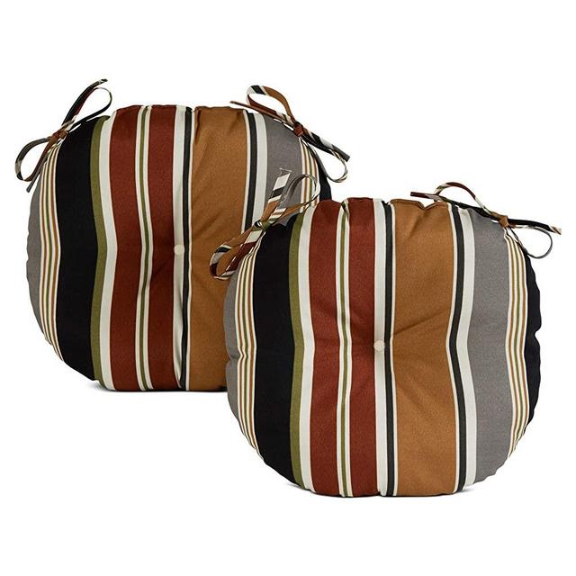 Greendale Home Fashions AZ5816S2-BRICK Espresso Stripe Outdoor 15-inch Bistro Seat Cushion (Set of 2)