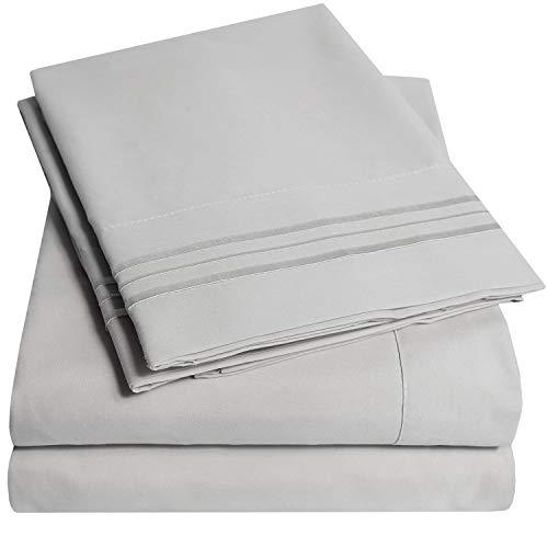 1500 Supreme Collection Bed Sheets Set - Luxury Hotel Style 4 Piece Extra Soft Sheet Set - Deep Pocket Wrinkle Free Hypoallergenic Bedding - Over 40+ Colors - Full, Silver