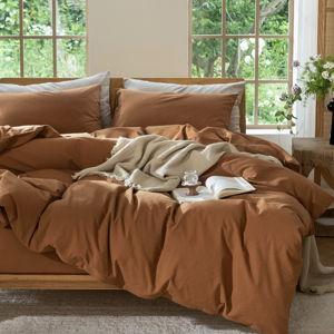 Dark Orange Washed Cotton Duvet Cover Set, Queen | MooMee