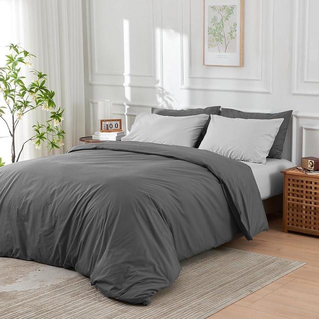 DOZ by SIJO 100% Long Staple Cotton Duvet Cover Set, Ultra Percale Cotton, Cool Crisp, Lightweight Breathable, 8 Loops, 3pc – 2 Pillowcases 1 Duvet Cover (Storm, King/Cal King)