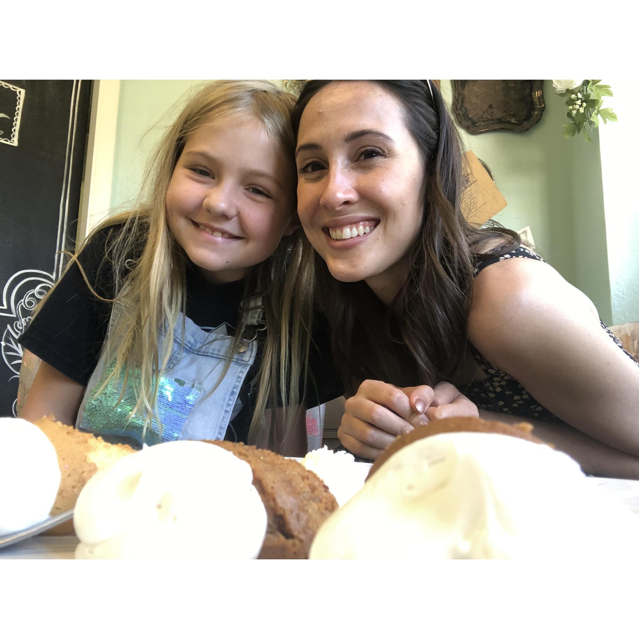 Scarlett and I cake tasting for the wedding!