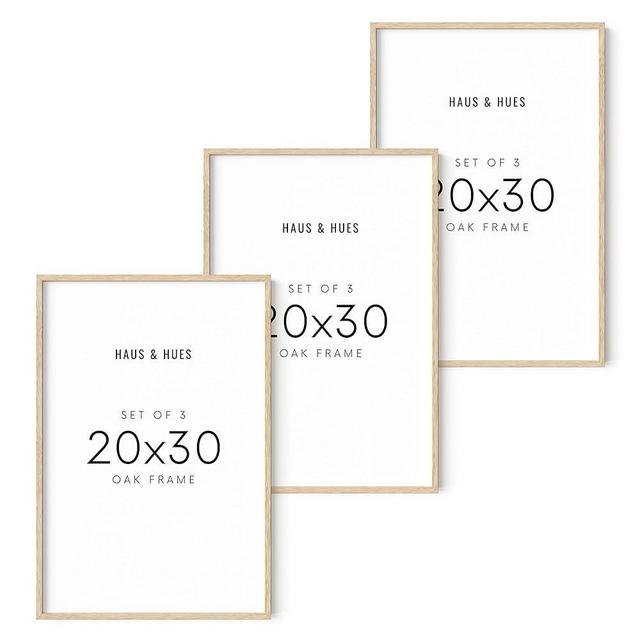 HAUS AND HUES 20x30 Picture Frames - Set of 3-Poster Frames 20x30, 20x30 Inch Frames-Poster Frames 20 X 30 Inches, Picture Frames 20x30, 20x30 Frames, 20 X 30 Frames (Beige Framed)