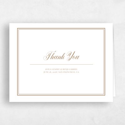 Metallic Bronze, Brown Wedding Thank You - Stauffer Letterpress