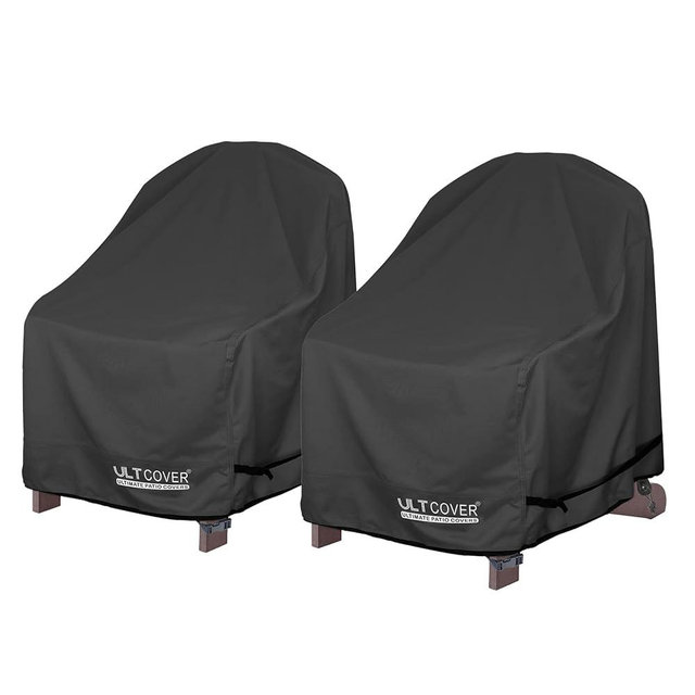 ULTCOVER Waterproof Patio Adirondack Chair Cover 2 Pack for Outdoor Chair Size Upto 32W x 35D x 36H inch, Black
