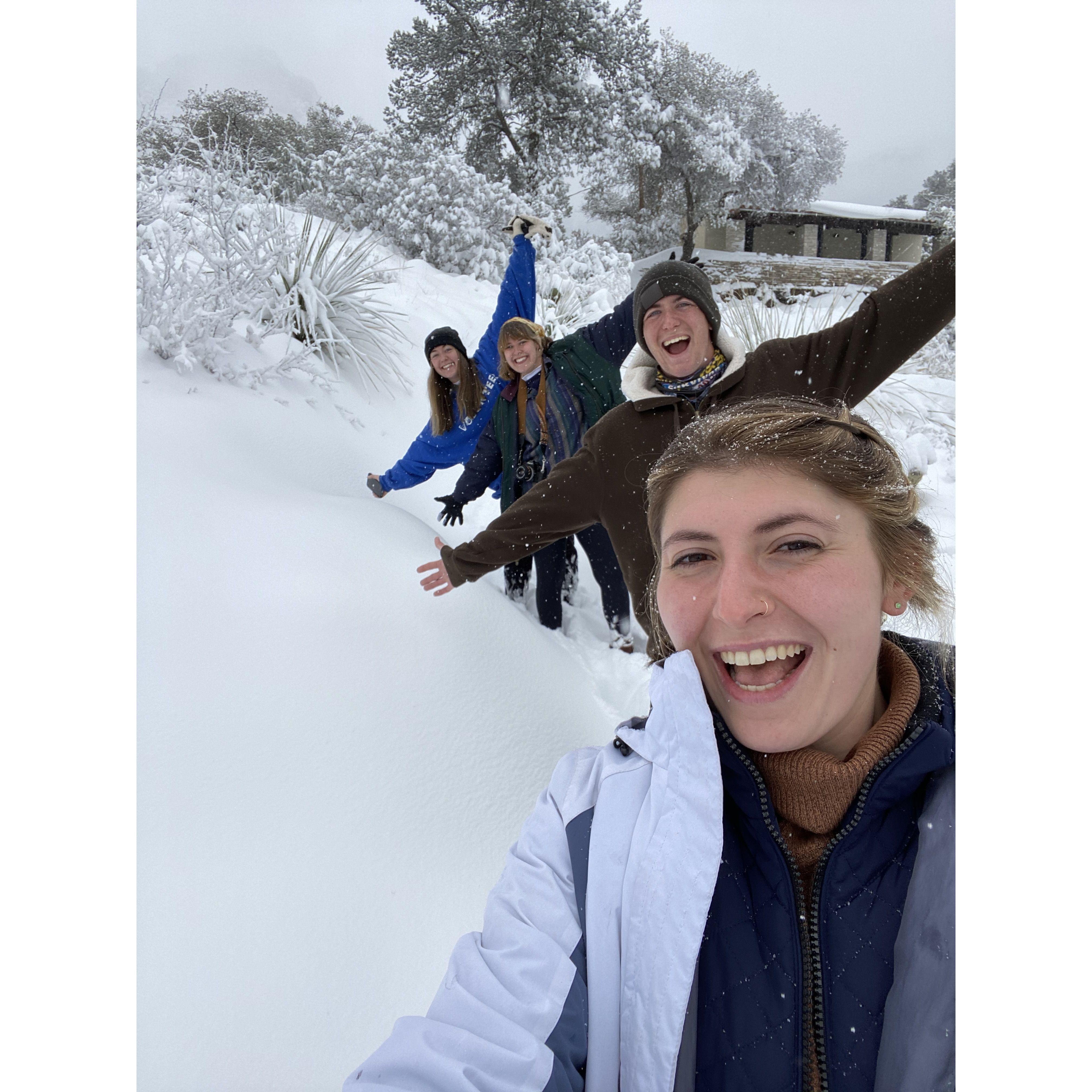 Snow in Big Bend with Lauren and Nat