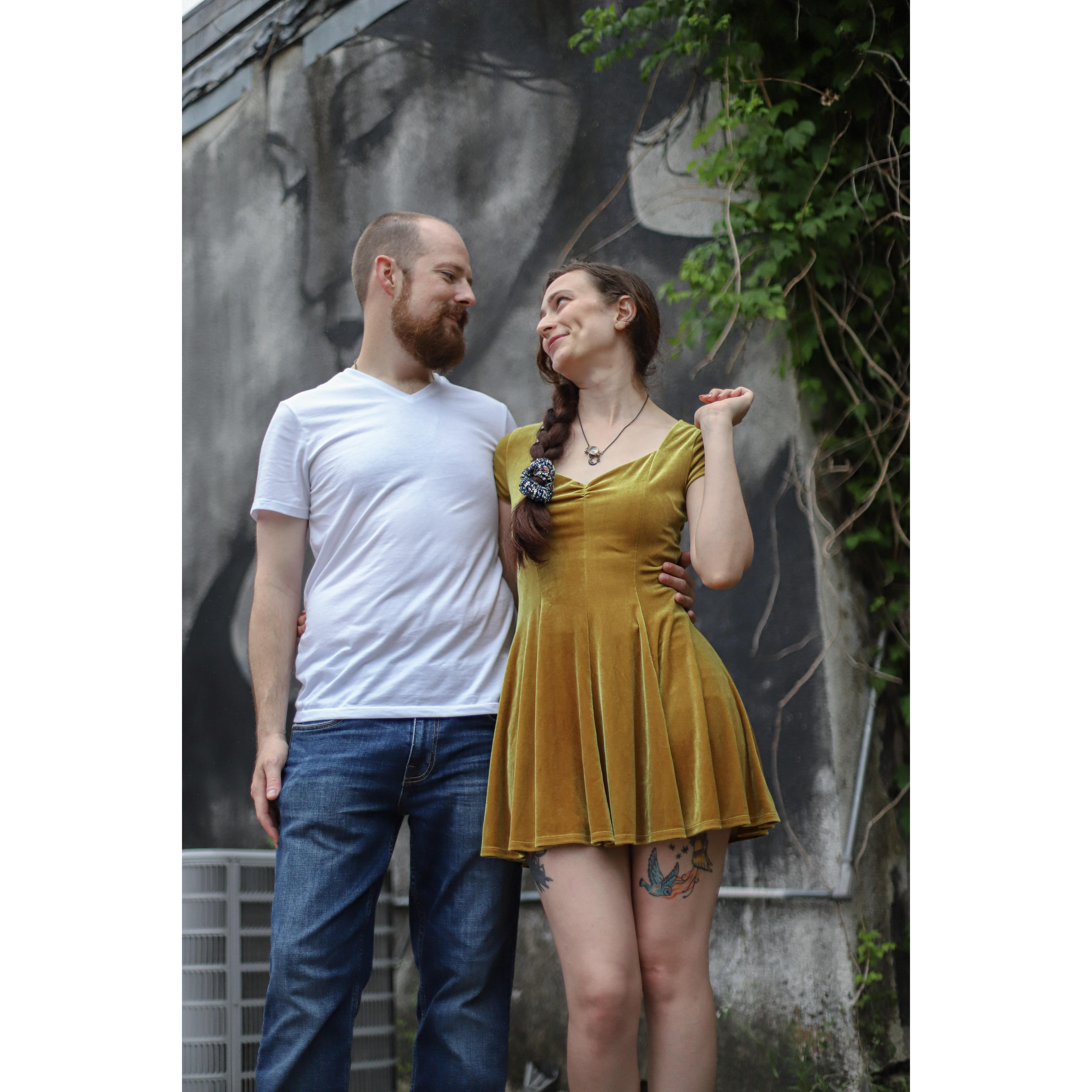 Part of our engagement shoot; the mural in the lot by the purple door.